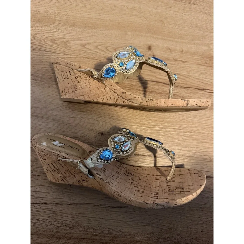 Cynthia Rowley Women's Sandals Size 9.5 Wooden Platform Wedge